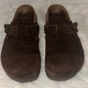 Birkenstock Boston Brown Suede Clogs Sz 37